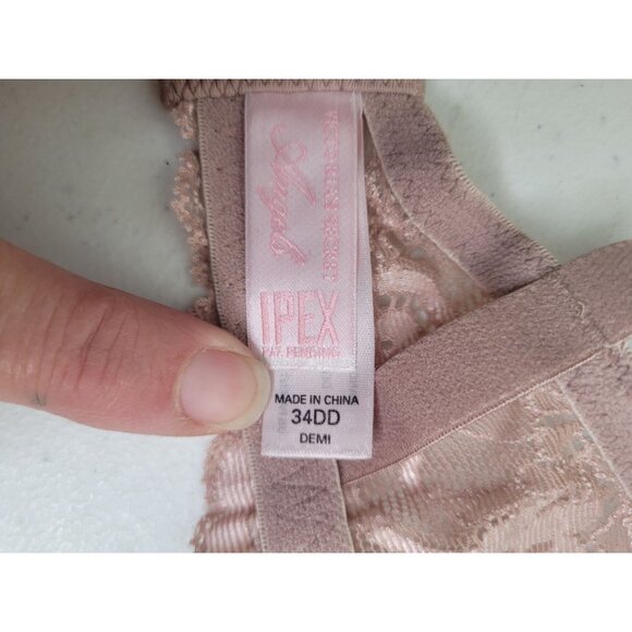 Victorias Secret IPEX Wireless Bra 34DD Demi Lace Padded Pink sexy comfort adjus - Picture 4 of 6